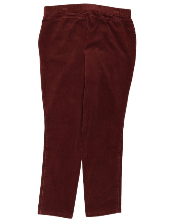 Marks & Spencer Womens Corduroy Trousers UK 14 Large W34 L26 Burgundy