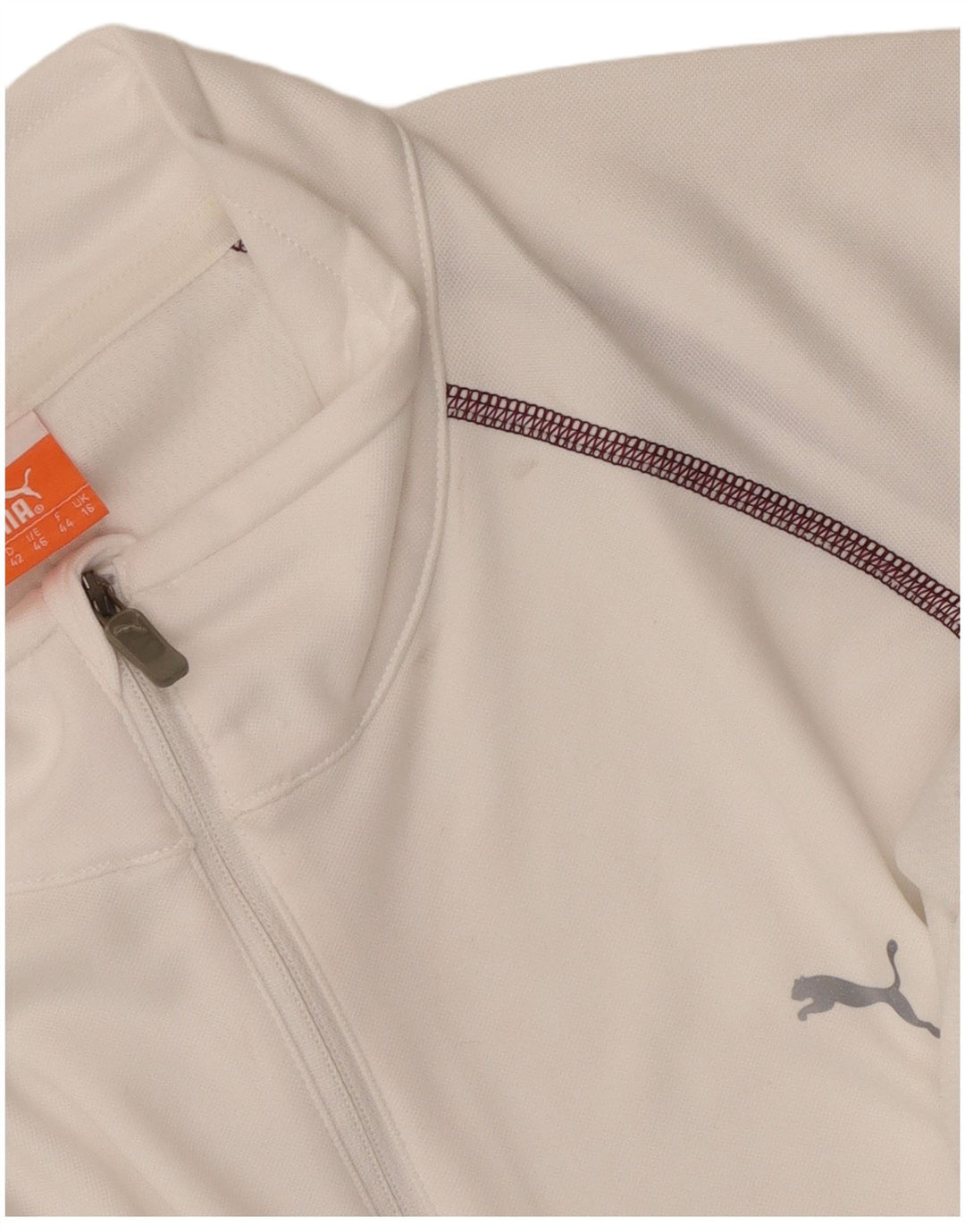 Puma Womens Zip Neck Pullover Tracksuit Top UK 16 Large White Polyester