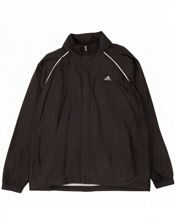 Adidas Mens Graphic Hooded Rain Jacket UK 42 XL Black Polyamide