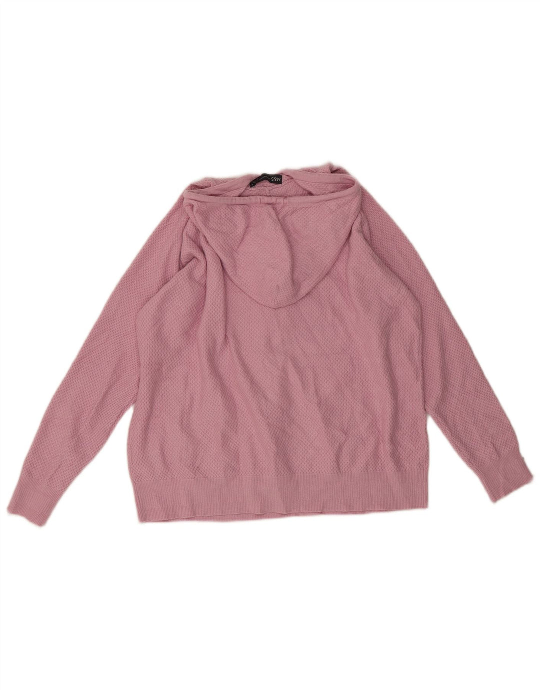 Marks & Spencer Womens Hooded Jumper Sweater UK 14 Medium Pink Viscose