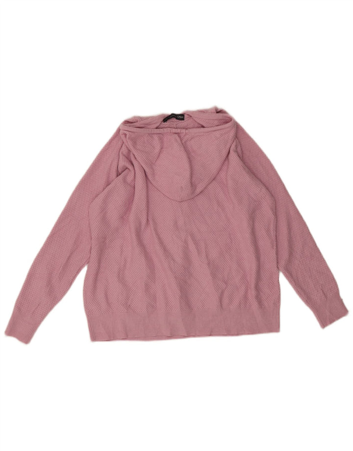 Marks & Spencer Womens Hooded Jumper Sweater UK 14 Medium Pink Viscose