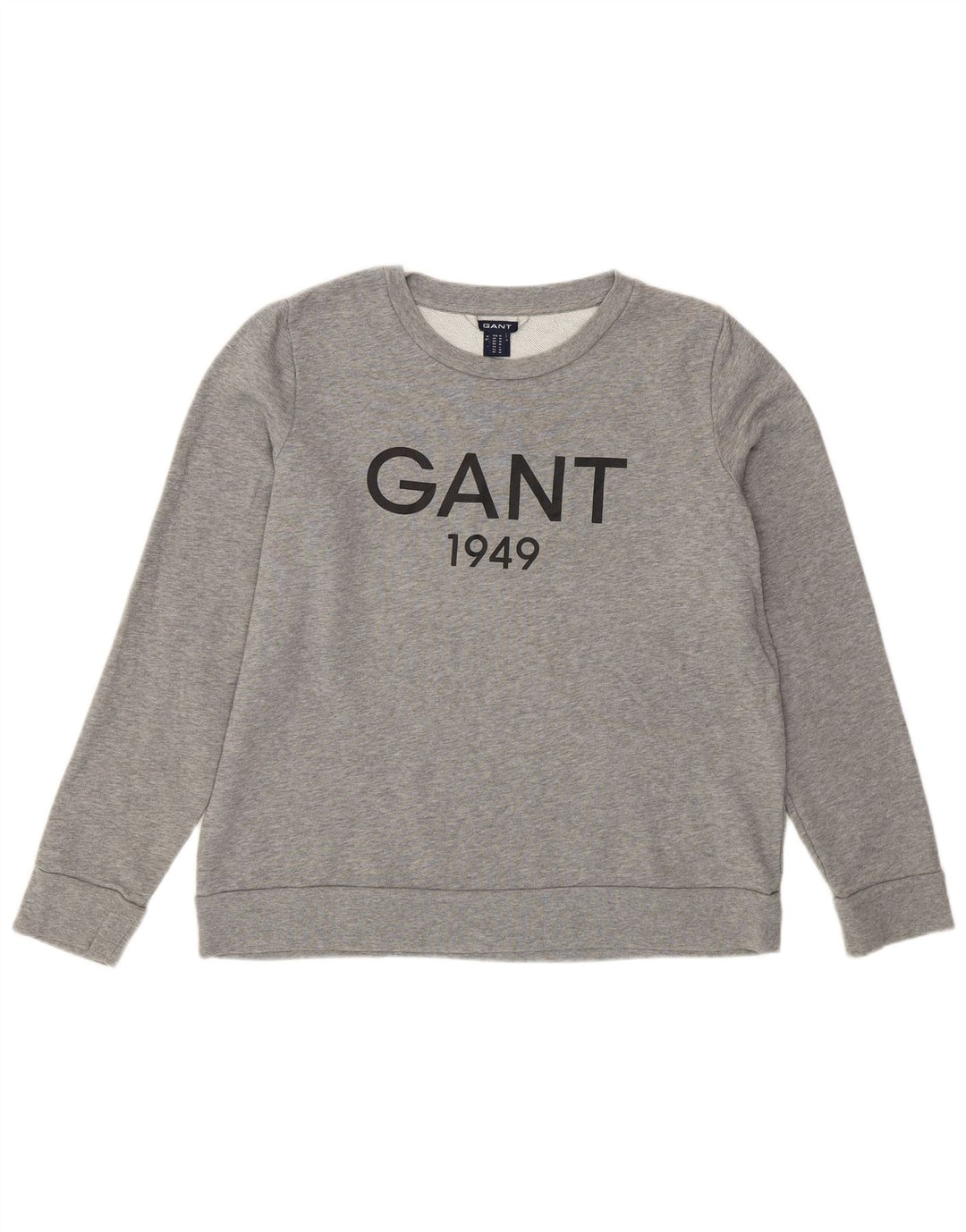 Gant Womens Graphic Sweatshirt Jumper UK 14 Medium Grey Flecked Cotton