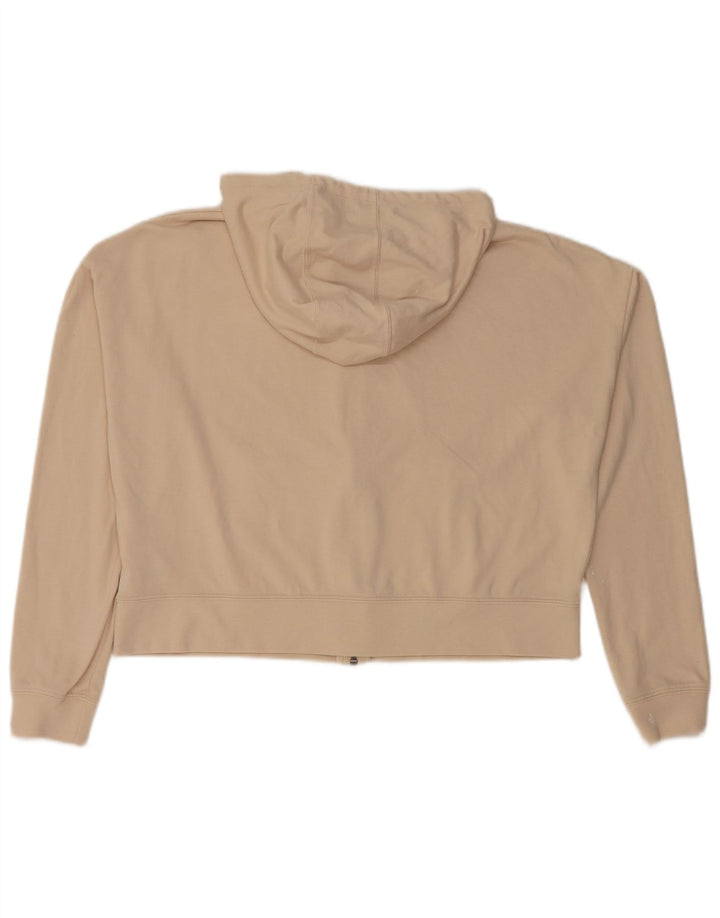NIKE Womens Crop Oversized Zip Hoodie Sweater UK 10 Small Beige Polyester