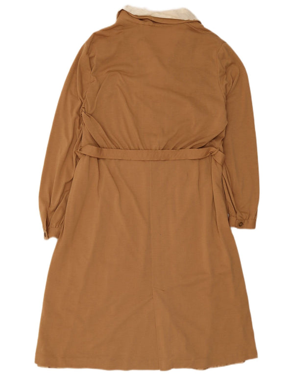 Vestido básico feminino vintage de manga comprida IT 52 2XL marrom colorblock