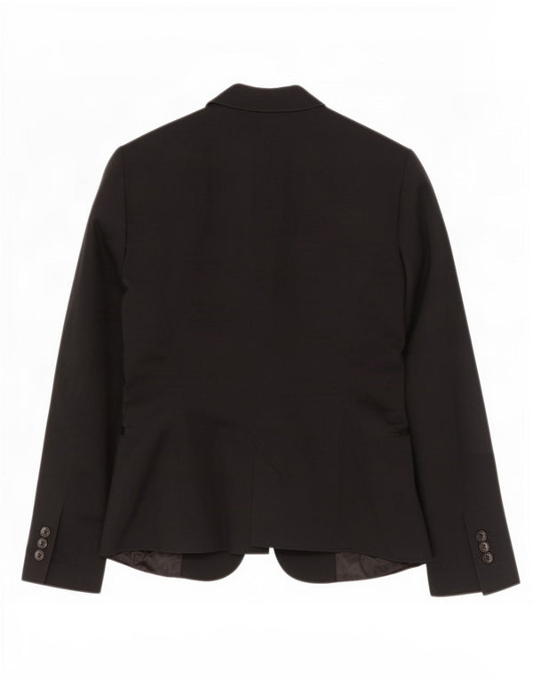 Zara Chaqueta Blazer De 1 Botón para Mujer UK 42 Mediana Algodón Negro