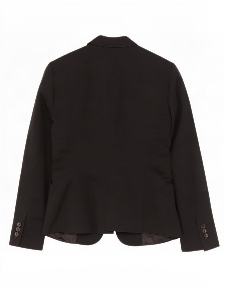 Zara Chaqueta Blazer De 1 Botón para Mujer UK 42 Mediana Algodón Negro