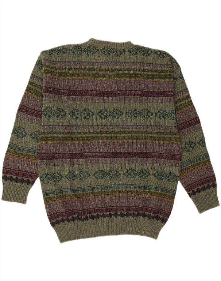 Starter Mens Crew Neck Jumper Sweater XL Green Geometric Wool
