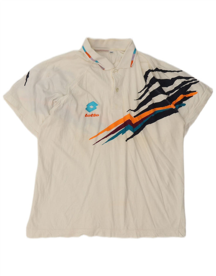 Lotto Herre grafisk poloshirt Medium hvid bomuld