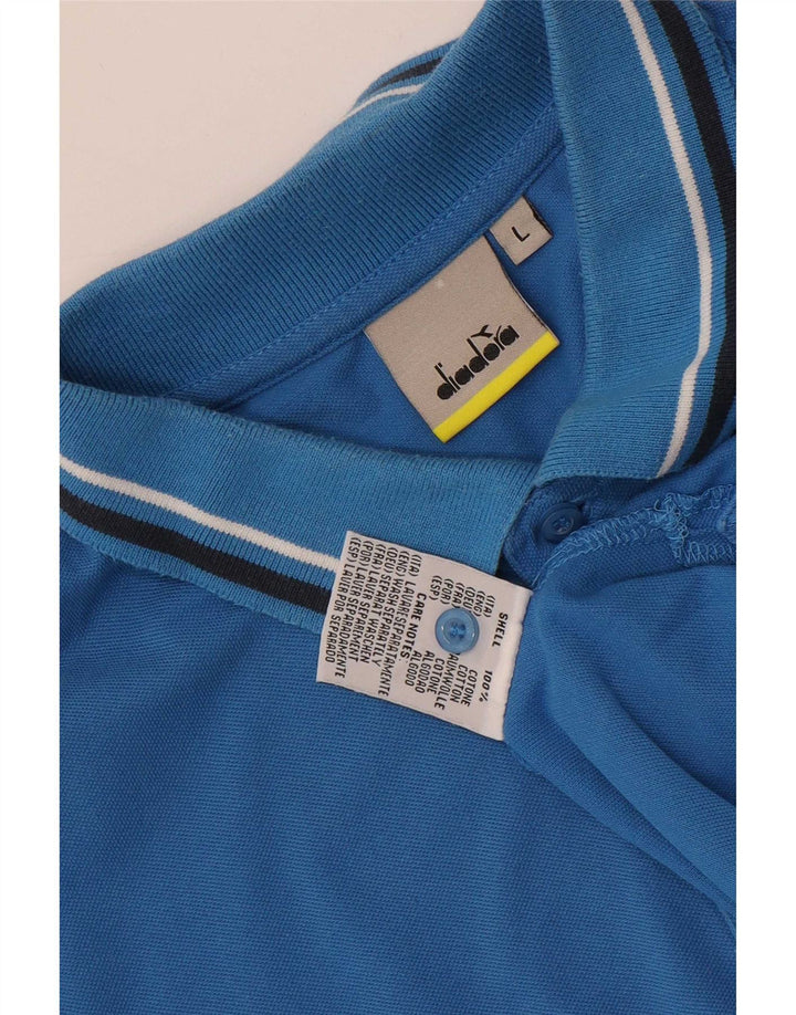 Diadora Mens Polo Shirt Large Blue Cotton