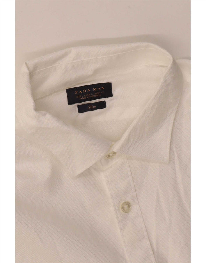 Zara Cămașă pentru bărbați Slim Fit Large White