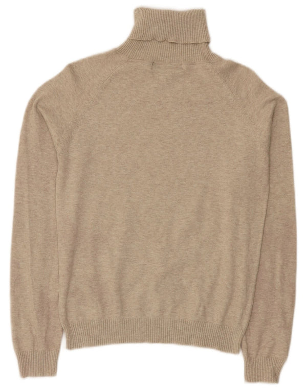 Zara Dame Roll Neck Jumper Sweater UK 14 Large Beige Flecked