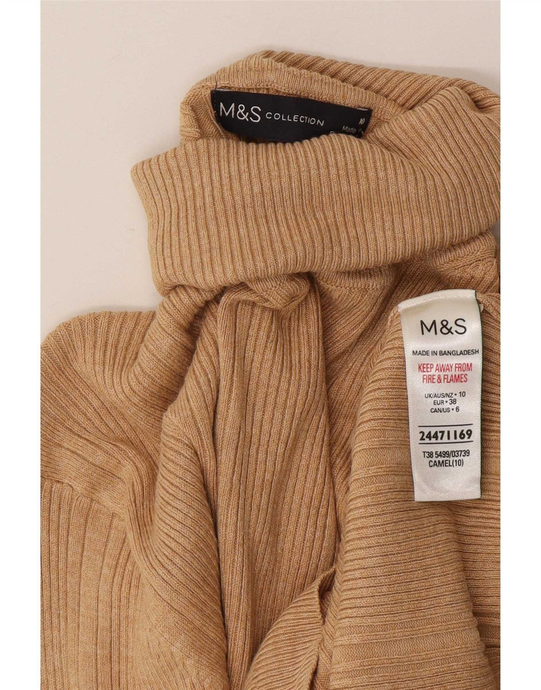 Marks & Spencer Rollkragenpullover für Damen, Gr. 10, Größe S, Beige, Viskose