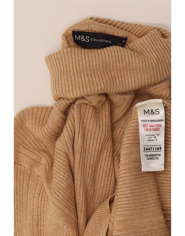 Marks & Spencer Rollkragenpullover für Damen, Gr. 10, Größe S, Beige, Viskose