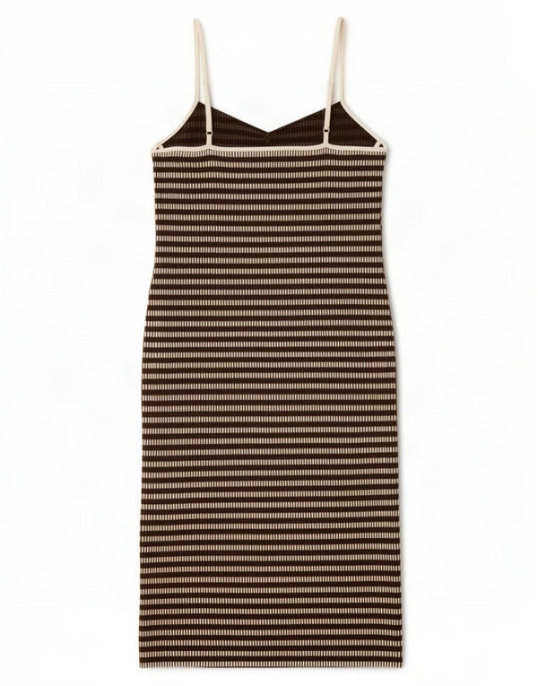 Topshop Womens Petite Slip Dress UK 12 Mittelbraun gestreift Polyester