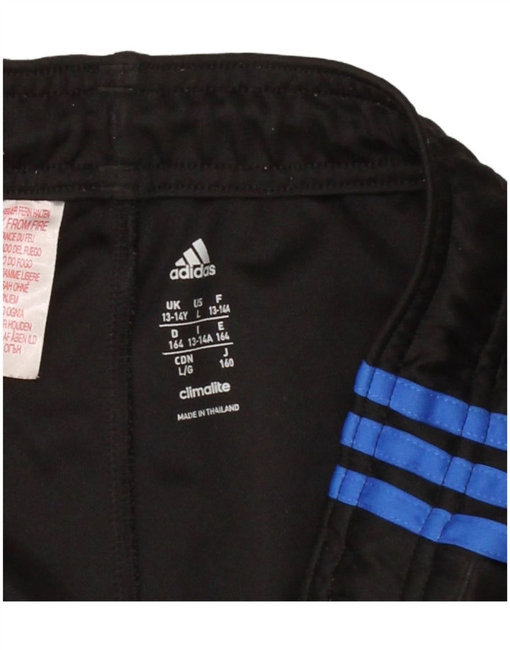ADIDAS Boys Climalite Tracksuit Trousers 13-14 Years Black Polyester Vintage Adidas and Second-Hand Adidas from Messina Hembry 