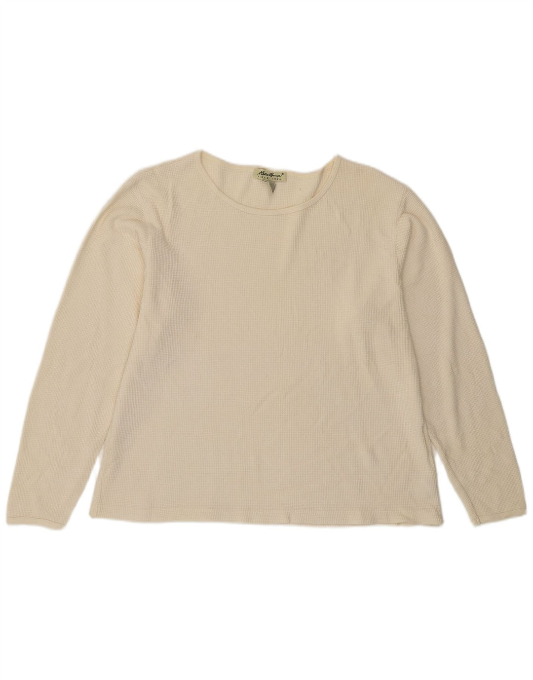EDDIE BAUER Womens Top Long Sleeve UK 16 Large Off White Cotton