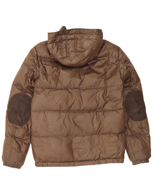 Jaqueta acolchoada com capuz Guess masculina UK 34 XS poliéster marrom