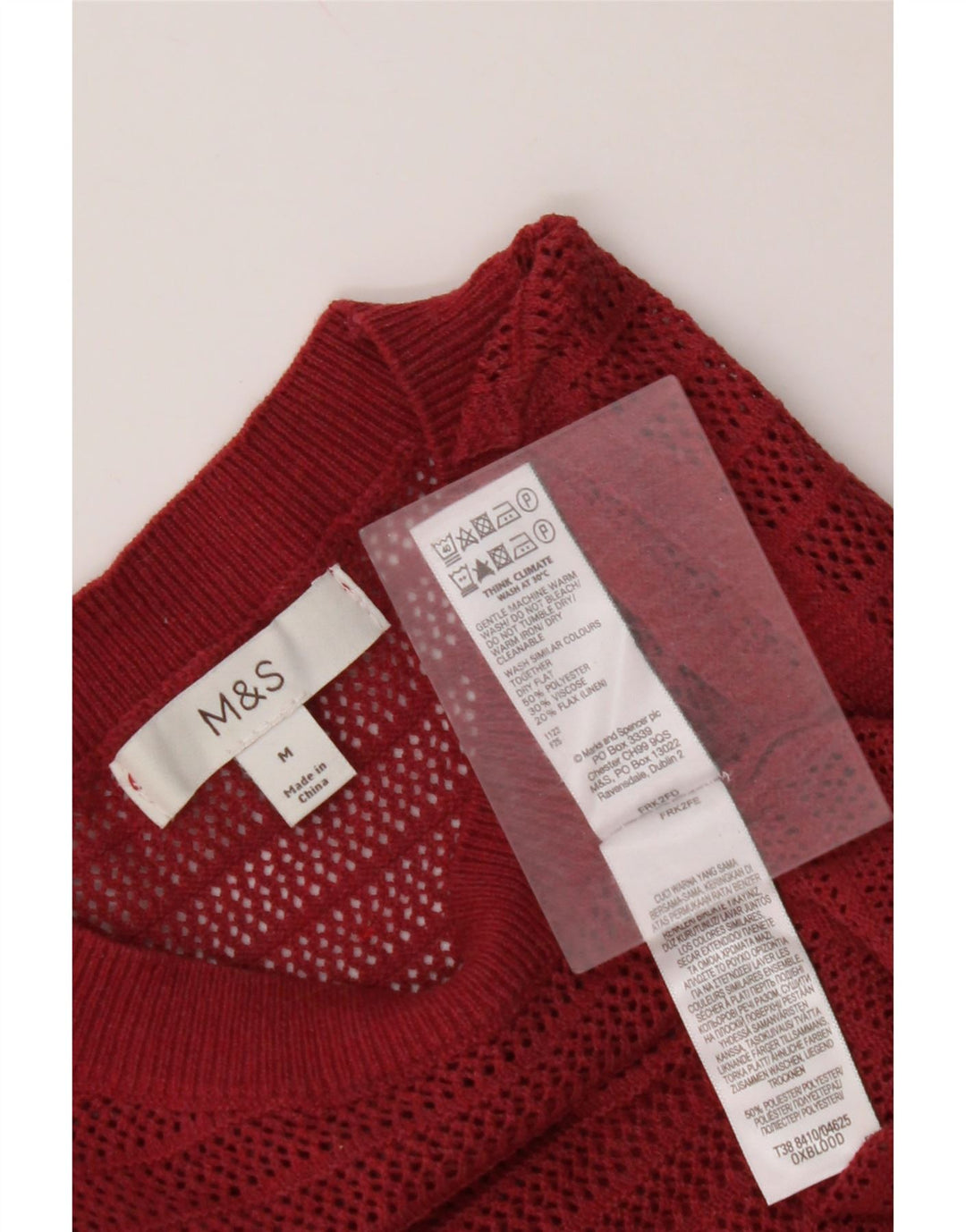 MARKS & SPENCER Womens Crop Vest Tank Top UK 14 Medium Burgundy Polyester