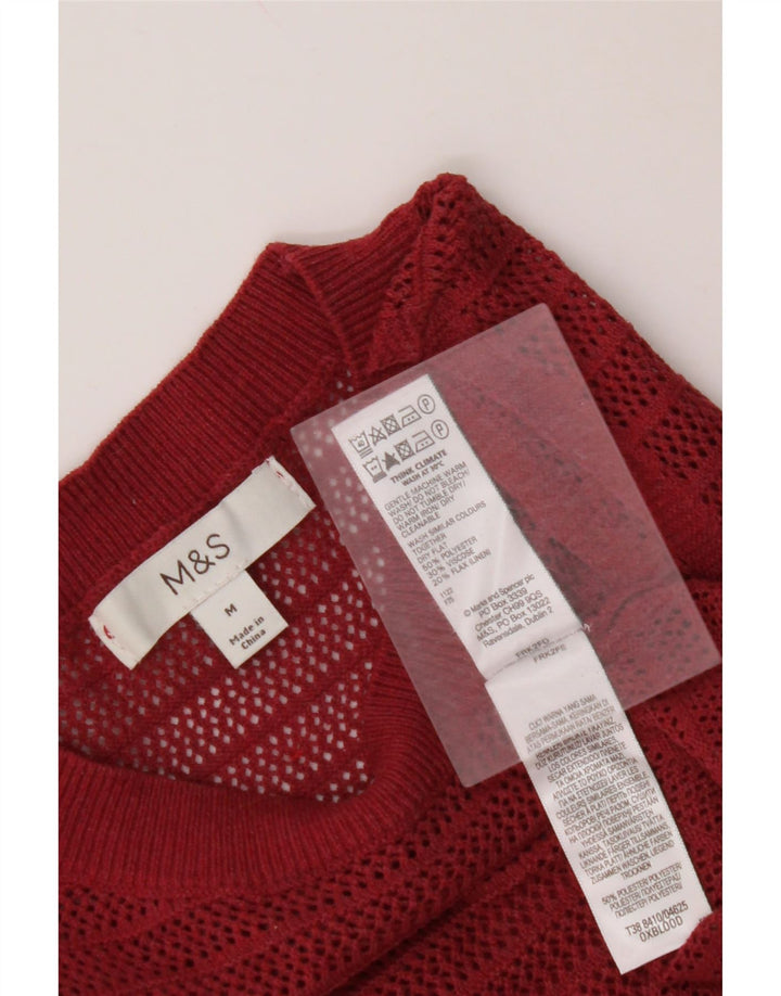 MARKS & SPENCER Womens Crop Vest Tank Top UK 14 Medium Burgundy Polyester