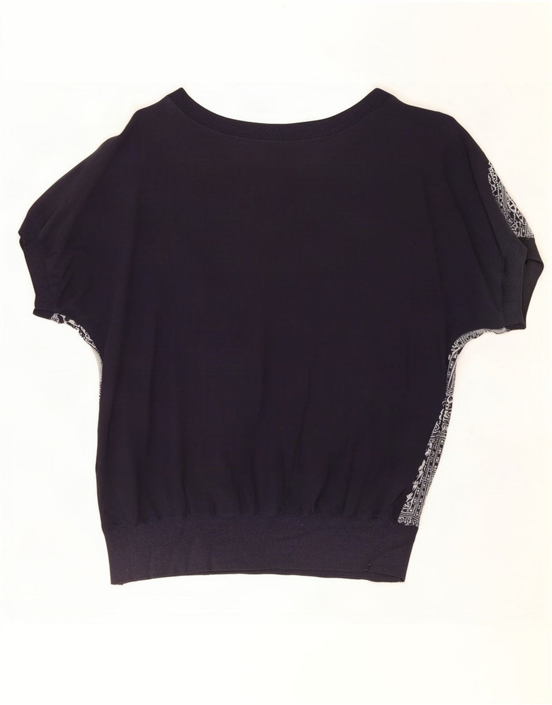 Diana Bentall's Womens Oversized Blouse Top UK 16 Large Navy Blue Patchwork