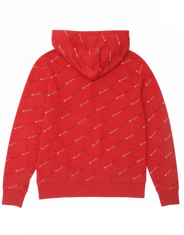 Champion Womens Graphic Hoodie Jumper UK 16 Large Red Cotton