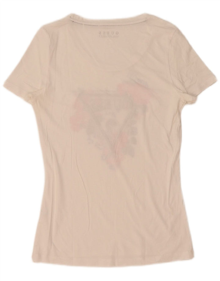 Guess Womens Graphic T-Shirt Top UK 12 Medium White