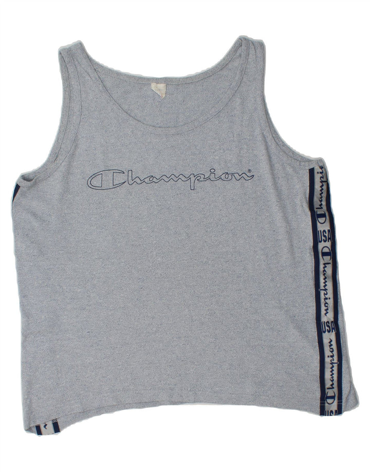 CHAMPION Womens Graphic Vest Top UK 18 XL Blue Vintage Champion and Second-Hand Champion from Messina Hembry 
