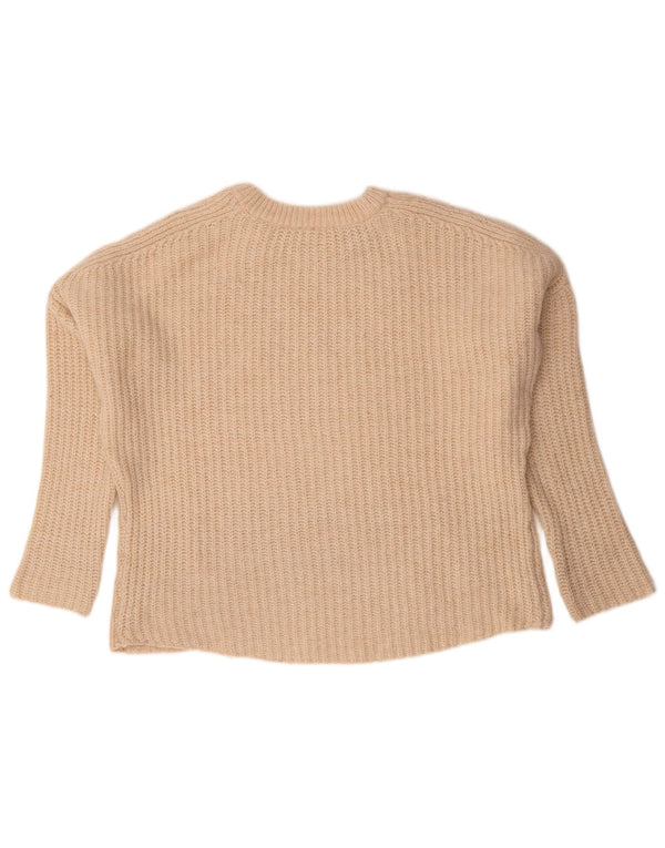 Zara Dame Oversized Crew Neck Jumper Sweater UK 14 Medium Beige