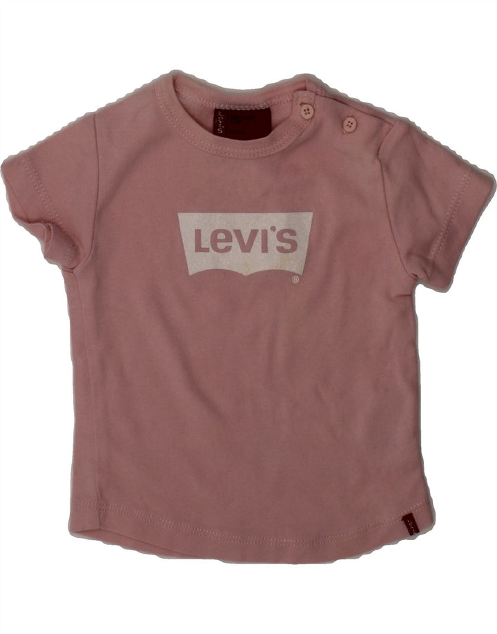 LEVI'S Baby Girls Graphic T-Shirt Top 9-12 Months Pink Cotton Vintage Levi's and Second-Hand Levi's from Messina Hembry 