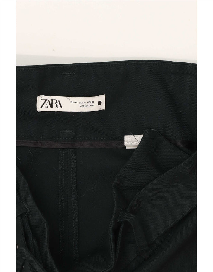 Zara Womens Wide Leg Cropped Trousers Medium W30 L25 Green Polyester