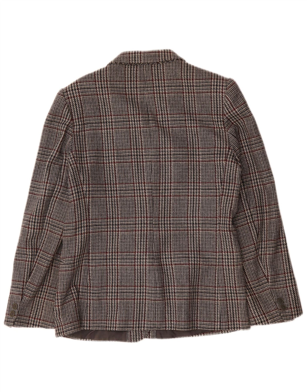Jaqueta blazer feminina vintage com 1 botão IT 46 grande lã houndstooth cinza