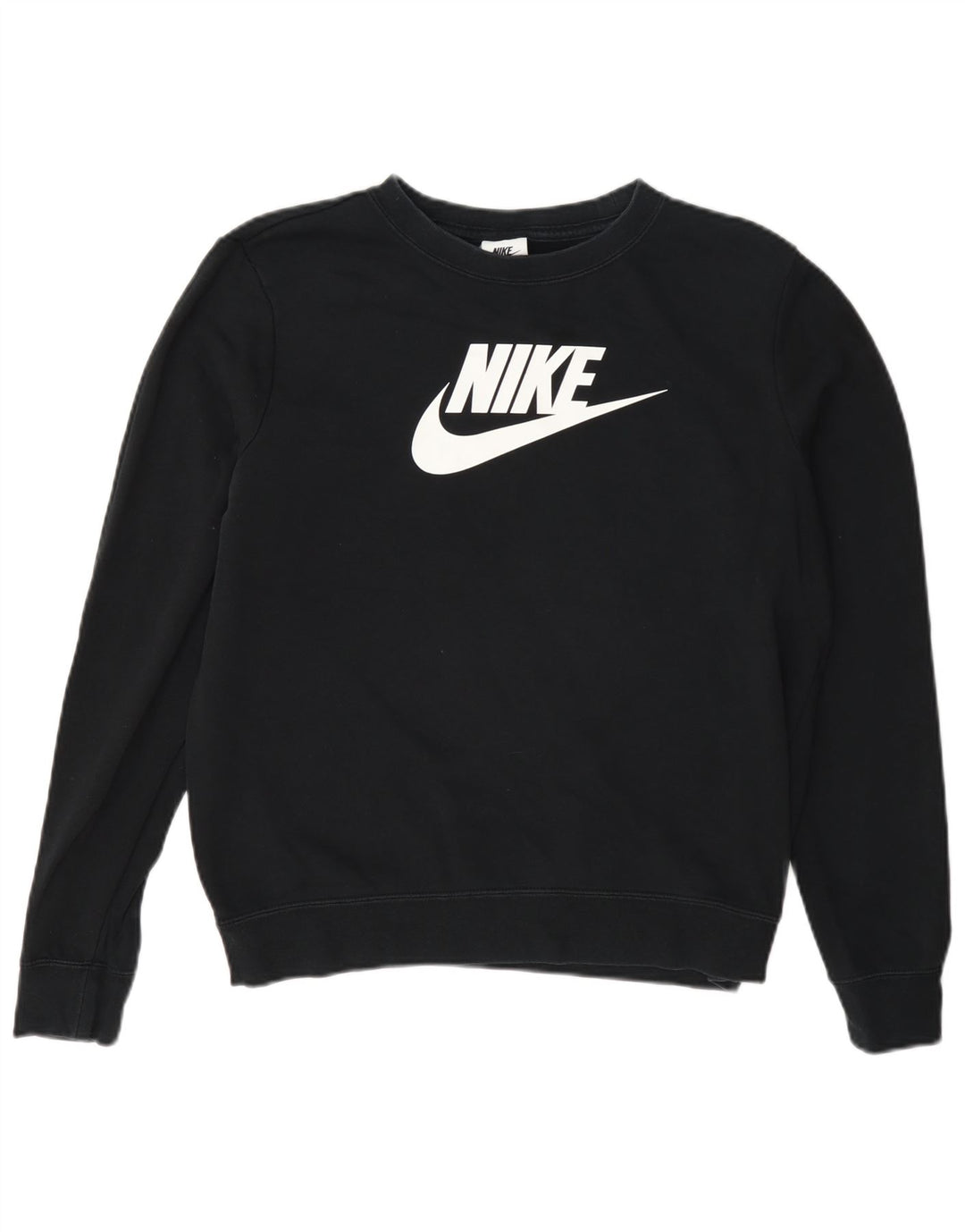 Nike Womens Graphic Oversized Sweatshirt Jumper UK 10 Small Black Cotton