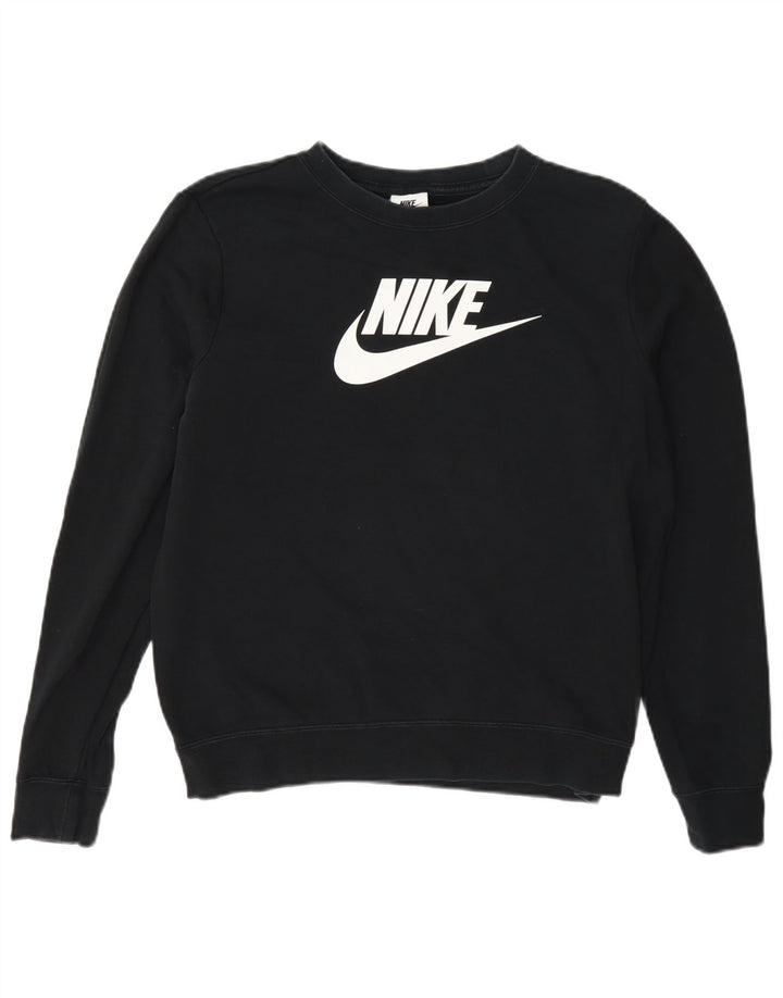 Nike Womens Graphic Oversized Sweatshirt Jumper UK 10 Small Black Cotton