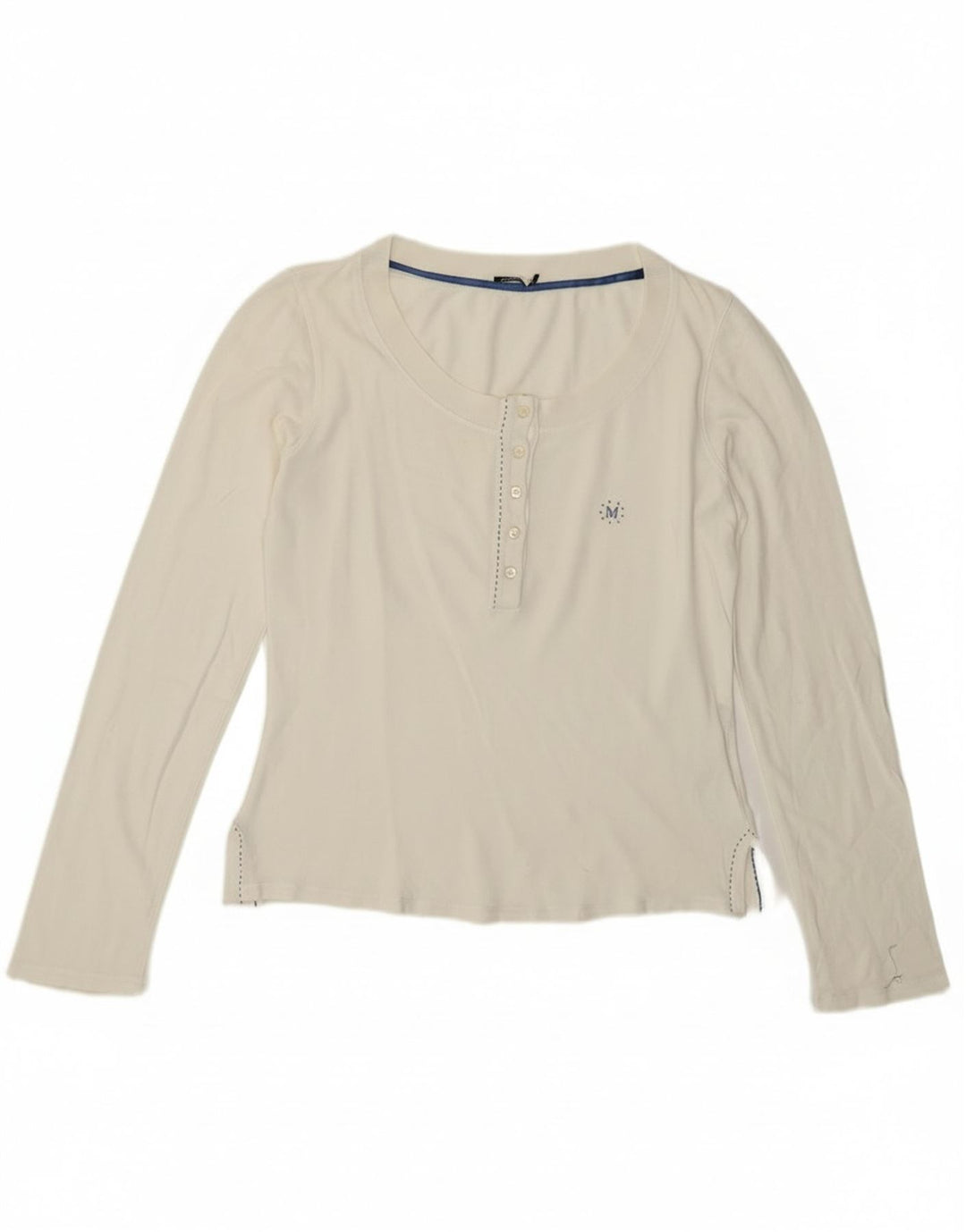 Marella Damen Top Langarm UK 14 Large Off White Baumwolle