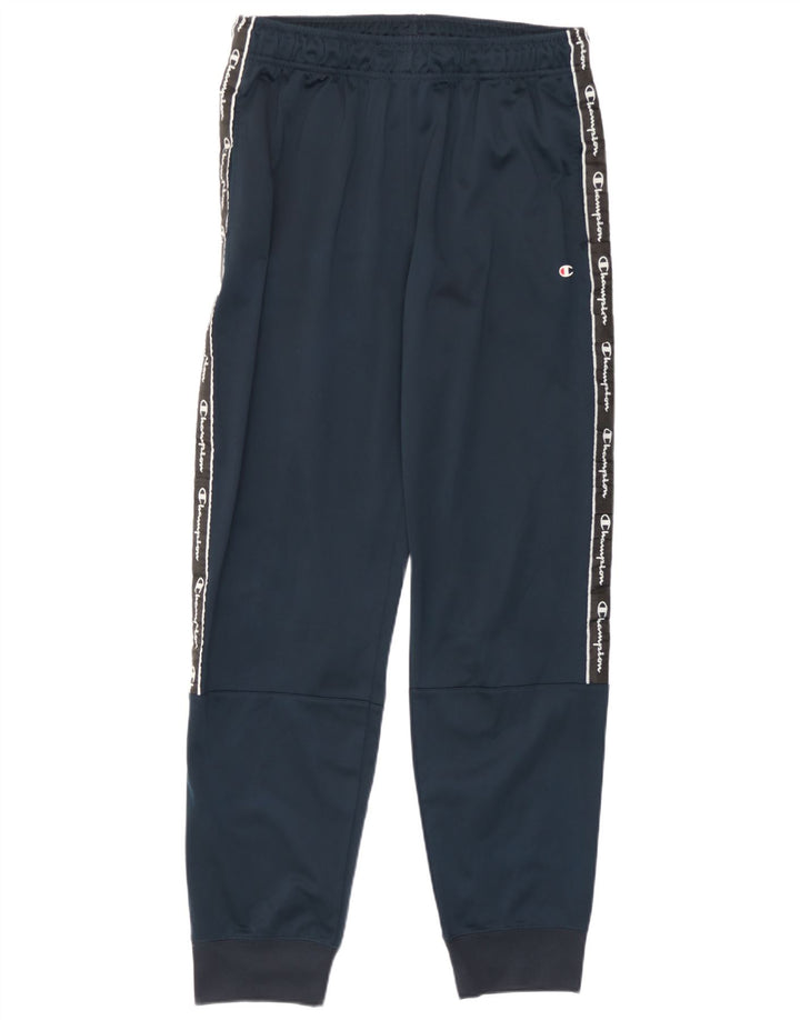 Champion Mens Graphic Tracksuit Trousers Joggers Large  Navy Blue Polyester