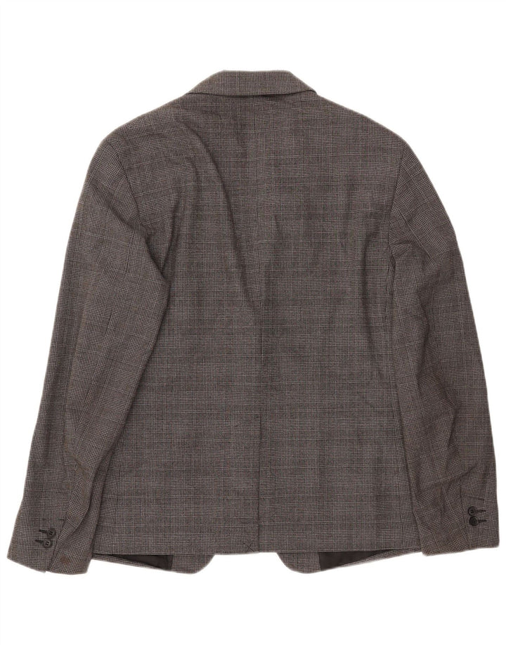 ZARA Mens 1 Button Blazer Jacket EU 50 Medium Grey Houndstooth Polyester