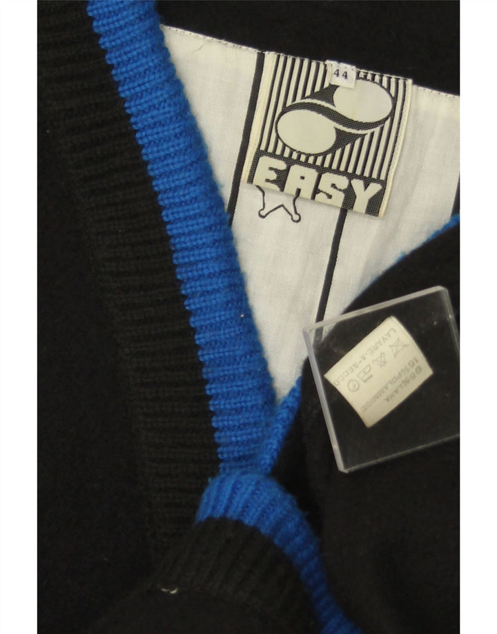 Easy Womens 3/4 Sleeve Cardigan Sweater EU 44 XL Black Wool