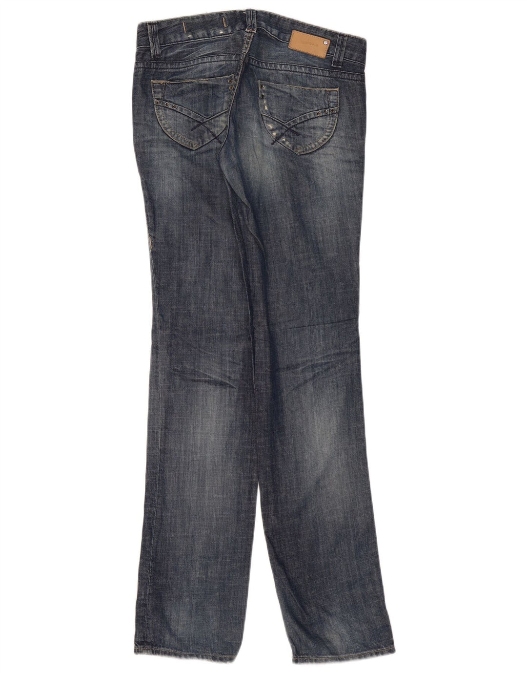 Gas Womens Distressed Straight Jeans W27 L34 Blue Cotton