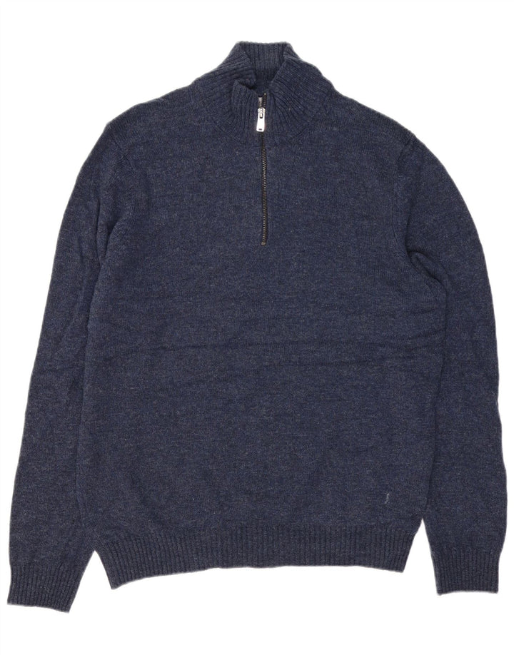 Marks & Spencer Herre sweater med lynlåshals Stor marineblå klassisk