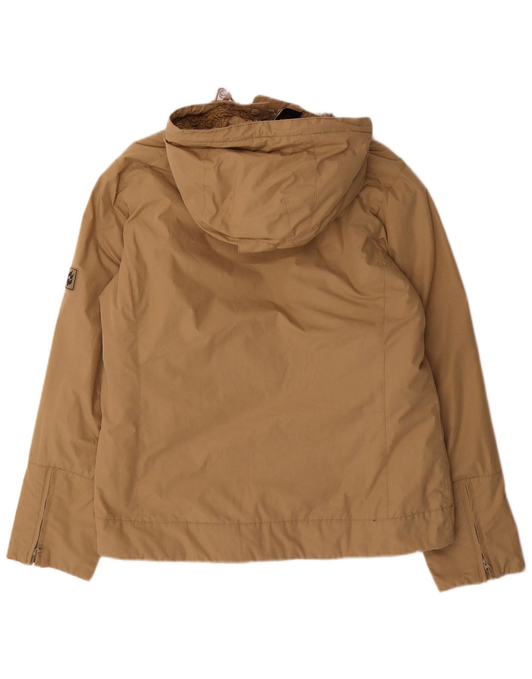 Jack Wolfskin Dame Hooded Windbreaker Jacket UK 12 Medium Beige