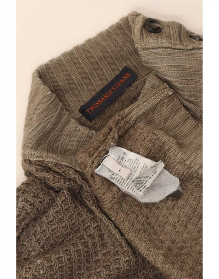 Trussardi Jeans Uomo Maglione Dolcevita Maglione Grande Lana Kaki