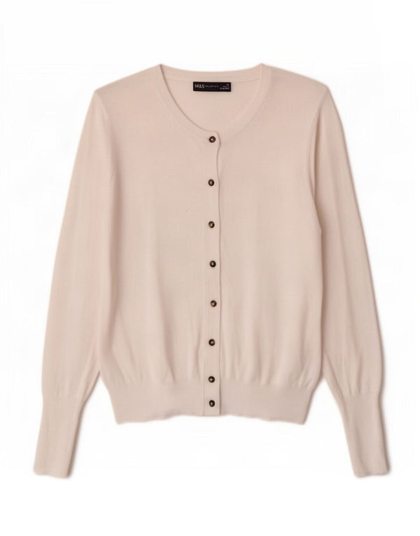 Marks & Spencer Womens Cardigan Sweater UK 12 Medium White Viscose