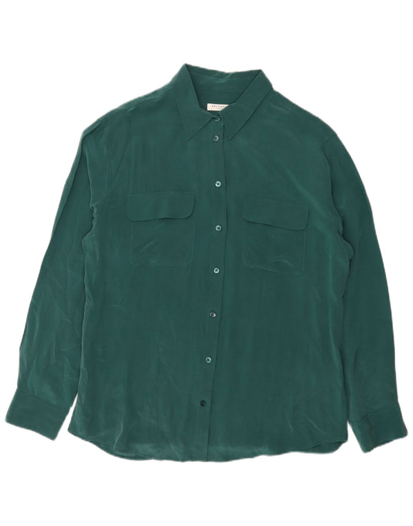EQUIPMENT Womens Shirt Blouse UK 16 Large Green Silk