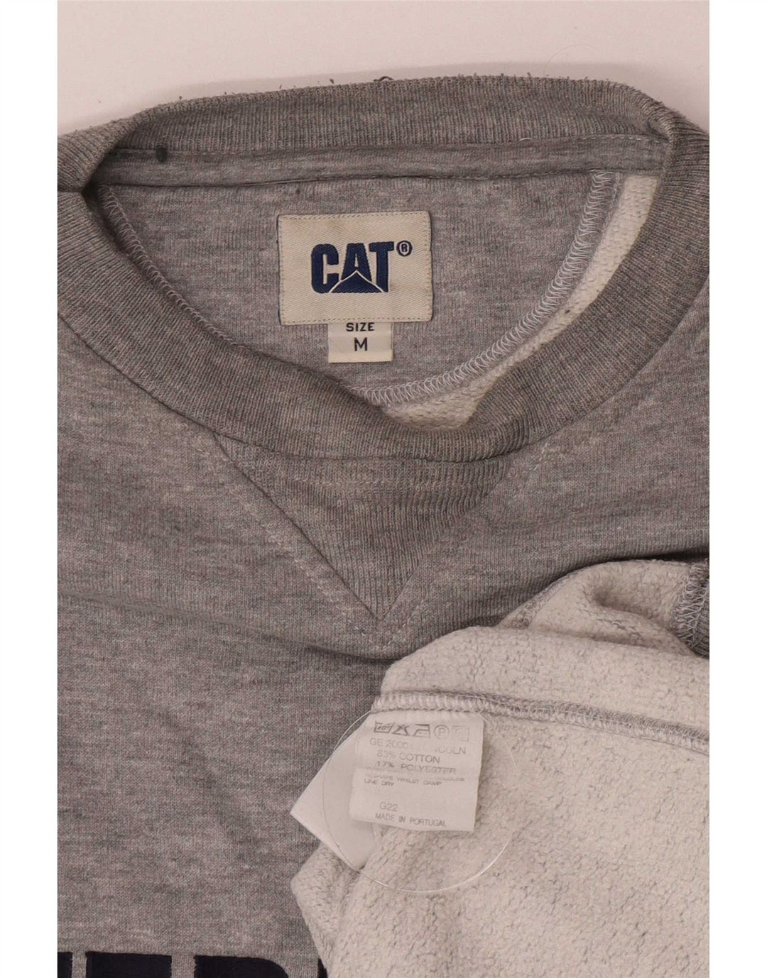CAT Herre Grafisk Loose Fit Sweatshirt Jumper Medium Grå Bomuld