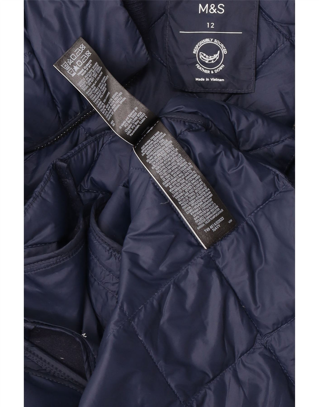 Marks & Spencer Womens Quilted Padded Jacket UK 12 Medium Navy Blue