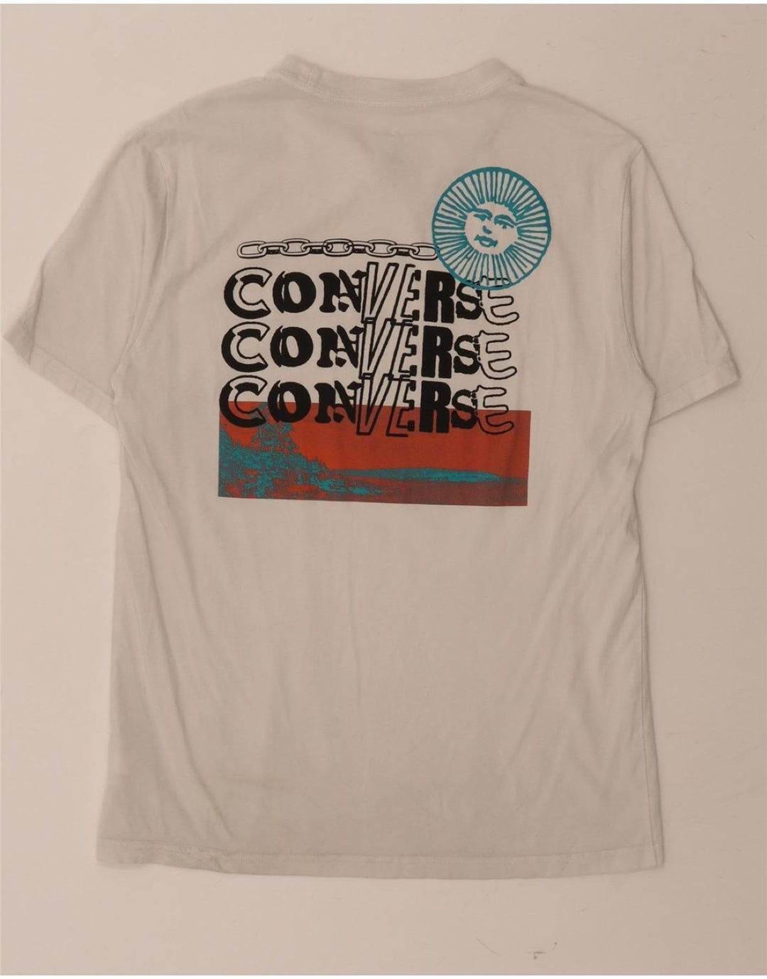 CONVERSE Mens Graphic T-Shirt Top Small White Cotton Vintage Converse and Second-Hand Converse from Messina Hembry 