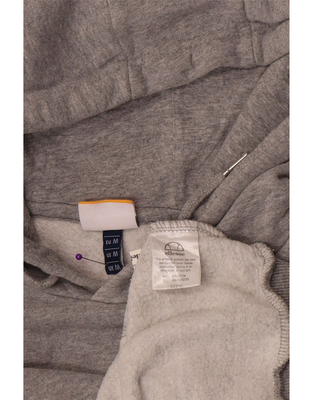 Ellesse Mens Hoodie Jumper Medium Grey Flecked Cotton