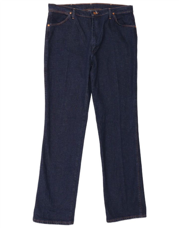 Wrangler Mens Straight Jeans W38 L34 Navy Blue Cotton