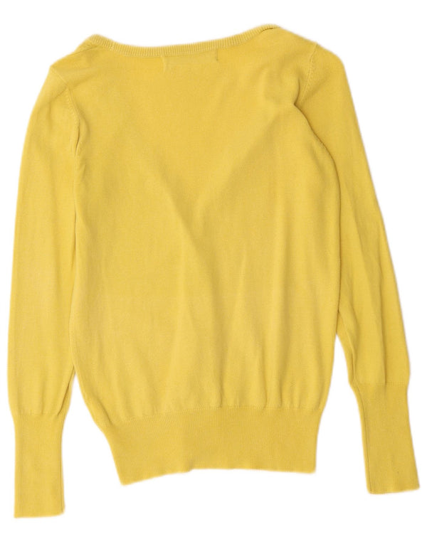 Zara Womens Cardigan Sweater UK 10 Small Yellow Cotton