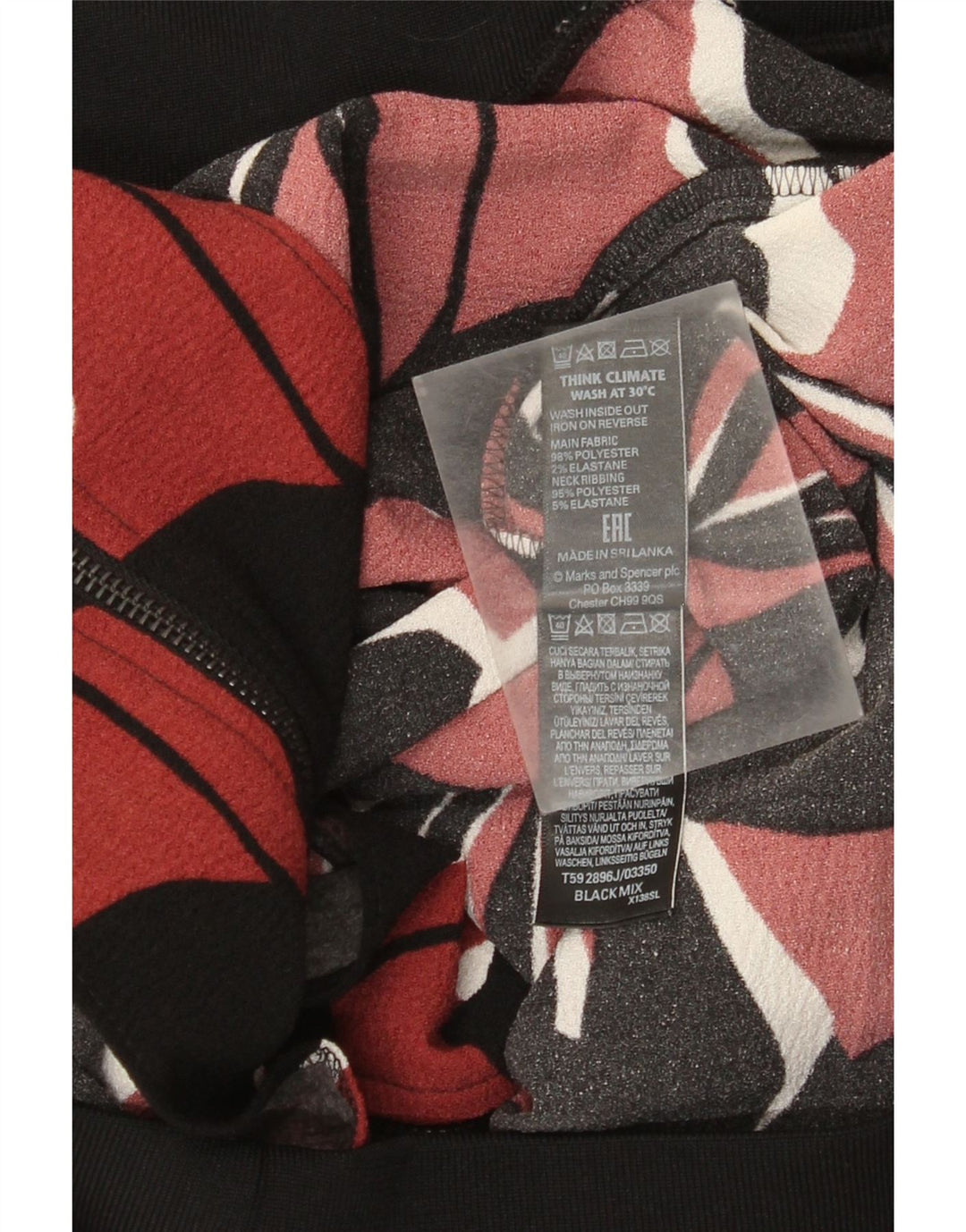 Marks & Spencer Womens Bomber Jacket UK 12 Medium Black Floral Polyester